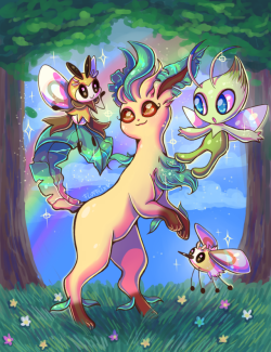 rottenface: Leafeon and some friends! &lt;3  This took longer than I wanted and there are still lotsa errors but I’m just gonna leave it how it is ‘w’ 