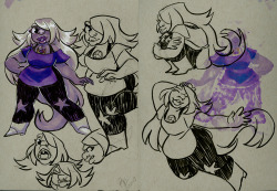 reallythinkaboutit:  Amethyst and Pearl Doodles :]Been figuring out brush pens and prismacolor markers lately..