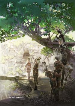demifiendrsa:  Final Fantasy XII: The Zodiac Age “Eruyt Village” illustration by Hideo Minaba.  