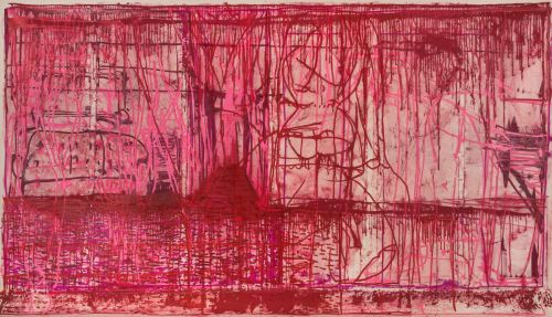 terminusantequem:  V. Maldonado (American, b. 1976), Sala Roja, 2018. Acrylic on canvas, 66 × 138 ¼ in.