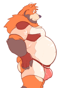 grizzlybites: I was convinced by friends to doodle Chibear wearing a singlet. The see-through was my idea. 