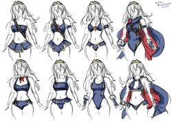 Here’s my swimsuit designs and concept sketches for the 2nd Smash Beach collaboration with @studiocutepet. Onto the next one. ^o^You can see Ecchi-Star’s finished illustration here!