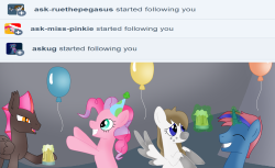 askthebatponyflint:  Flint: “Miss Pinkie thought it would be a fun idea to throw a party in this abandoned cave she found! We brought balloons and cider and everything!” Mod: thanks for all 24 followers guys! I really appreciate it. Happy New years