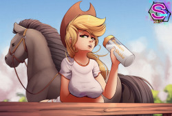 sugarlesspaints: Enjoying a protein shake right after a Farming day. Full: (Bestiality)- http://imgur.com/a/BxvBb  If you like my artworks, please consider checking my Patreon!!! &gt;w&lt; 