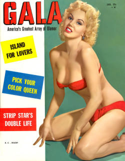 Ecstasy (aka. Charlotta Ball) graces the cover of ‘GALA’ magazine; a popular 50′s-era Men’s magazine..More pics of Ecstasy can be found here..