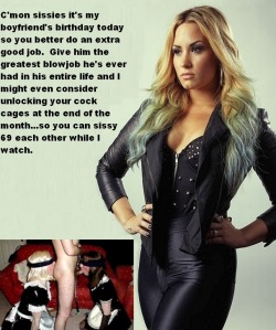 Demi Lovato in absolute control of her sissy slaves.