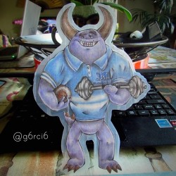 g6rci6:  Monsters University Crafting: Johnny Worthington III (The Cocky Bastard Himself &gt;:D ) . . #pixar #disneypixar #disney #monstersuniversity #monstersinc #rugby #football #weightlifting #horns #johnnyworthington #crafting #bookmark #smirk #cute