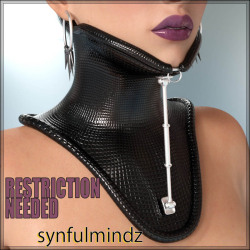  Sometimes restriction is needed, especially for bad girls! Put them in these two neck corsets and their movements are&hellip;restricted ;-) You get: -2 two neck corsets for Genesis3Female -One Zero pose for Genesis3Female -6 Mats, iray optimized, work