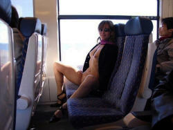 publicexposures:  Train flash More amateur flashing &amp; public nudity at http://publicexposures.tumblr.com