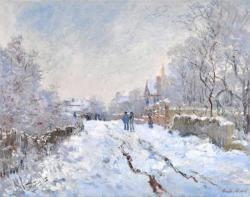 lonequixote:  Snow Scene at Argenteuil ~ Claude Monet 