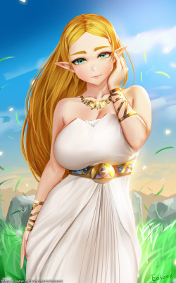 easonxxxxxx: The Legend of Zelda: Breath of the Wild Zelda fanart Zelda  White Dress   support me on Patreon follow me on ： PIXIVDeviantART ArtStationTwitterGumroad Facebook 