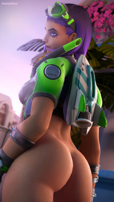 daintydjinn:  (Even later) Summer Vibes pt. II  Made more progress with the Sombra model. My god I’m obsessed with her butt. Also her eyes. Full Res: Imgur | Uploadir 