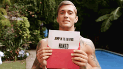 mensbuttsandass:  Dan Osborne strips off for the Naked Pool Jump Challenge
