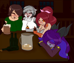 A commission for Squirrel of his OC Whisper and some CoC charactersFrom left to right: Edryn, Urta, Helia, Whisper