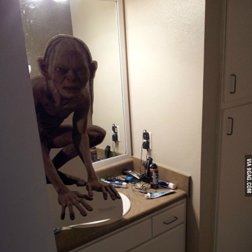 Roommate in the bathroom