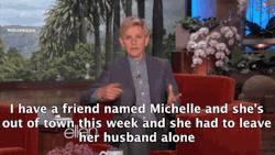 cheriiiiiiiiiiiiiiiiiiiiiiiiiiii:  ellendegeneres:  Ellen had to do a huge favor for a good friend of hers during the show today. We’d like to thank Michelle’s husband for taking the time to talk with us!  Michelle’s husband. 
