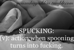 pretty-little-kitkat:  mrmattegrey:  kitteninlouboutins:  This is why I don’t like spooning…I never get any fucking sleep. ;)  Kitten is very good at this particular action, especially when she wiggles her ass against my cock - ♠️Mr.G♠️  n