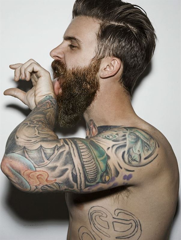 Naked tattoo men beard