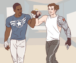 artofobsession:  Flat color commission of Sam Wilson and Bucky Barnes, for someone who wanted to be anonymous. They commissioned it to have Anthony Mackie and Seb Stan sign! 