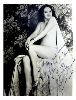 Bubbles Yvonne  Vintage 40’s-era promo photo personalized to Burlesque enthusiast, Ben Hamill: “To Ben  — My best wishes, but you son-of-a-Biscuit forget Jo-Anne you louse. Best to always.  Sincerely, Bubbles Yvonne — Jan. 7th, 1941 ”..  