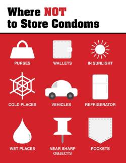 punx-n-pancakes:  lloudmouth:  thephotogfeminist:  If you’ve ever had a condom break, it’s probably because it was stored incorrectly, expired, or put on wrong. P.S. STORES CAN SELL YOU EXPIRED CONDOMS! Check the expiration date!  things i try to
