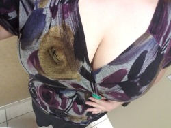 slavefairy:  The cleavage is strong today. Maybe i should have worn a cami under this blouse…