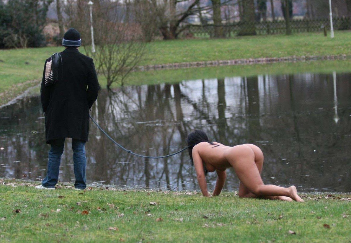 Femdom outdoor asian leashed humiliation