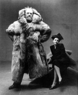 historicaltimes:  Portrait of arctic explorer Peter Freuchen and his wife, fashion illustrator Dagmar Cohn, 1947 via reddit