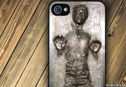 yup-that-exists:  Han Solo Frozen in Carbonite iPhone Case The Star Wars saga wouldn’t be complete without the epic feud between Han Solo and Jabba the Hutt. Now you can capture your own Han Solo in Carbonite without even hiring a bounty hunter! The