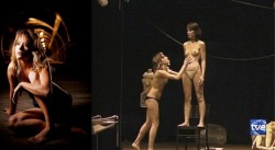 Celia Freijeiro (bottom picture) &amp; Marta Larralde (top picture), Spanish actresses nude on stage in El Color De Agosto.