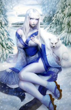 amberharrisart:  Commission for Lucciola of Rin, their yuki-onna character. 