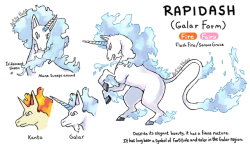 artsy-theo:Galar Form for Rapidash, based on heraldic depictions of unicorns!