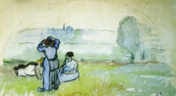 impressionism-art-blog:  Fan Project by Camille PissarroSize: 33.4x59.5 cmMedium: watercolor on paper