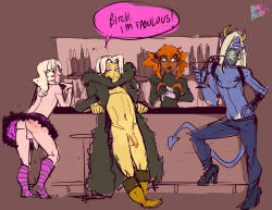 eliamour: Prince Adale with entourage in a Rogue bar.  Art by the ever wonderful Kenno Arkkan. 