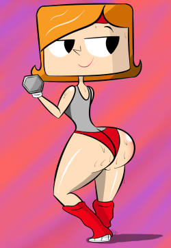 atomickingboo:    Art-Trade with SomePkmn-LovingDude featuring Debbie Turnbull again this time, she’s wearing her aerobics clothes lifting hand weights.  