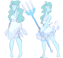 delvg:  Found some old sketches of my gemsona Aquamarine that I don’t think i ever posted after I redesigned her and actually drew out all of her forms whoopsAs far as her forms go the first one is before the rebellion, second is during, third is after