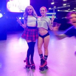 So&hellip; There wasÂ @omgitslexiÂ &amp;Â @cupcakedujourÂ doing a pretty shot in front of theÂ @exxxoticaÂ stage on Sunday during our Skate Club skate and some tall southern asshat of a photographer tried to photobomb'em on his skateboard. ðŸ˜œ man, what