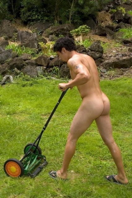 Naked back yard nude