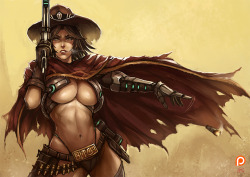 kachimahan:  It’s High Noon …BITCH !!!!Character : McRee, Overwatch gender blend [2]support me for more stuff here : www.patreon.com/chanitthank for support me :]