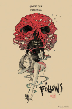 richeybeckett:  I’m very pleased to reveal my official special edition poster for David Robert Mitchell’s fantastic new horror movie IT FOLLOWS. The movie hits UK cinemas this Friday, and All City Media will have a limited run of screen printed posters