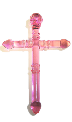 transphat:  Pink pyrex glass cross dildo with alpha transparency.