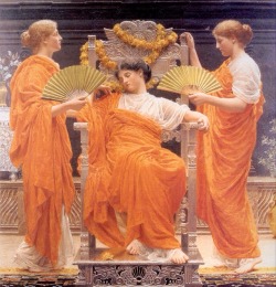life-imitates-art-far-more:Albert Joseph Moore (1841-1893) “Midsummer” (1887) Academicism  Located in the Russell-Cotes Art Gallery &amp; Museum, Bournemouth, England