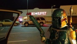 dorkly:  Boba Fett Likes the Sound of This Restaurant He’ll be mighty disappointed once he finds out the correct way to pronounce “buffet.”