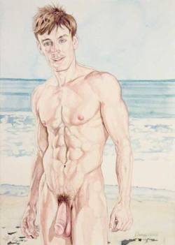 gay-erotic-art:  Autumn has arrived and we say goodbye to summer and all that comes with it. Many gay artists, photographers and painters, use the beach as their setting to great effect. For the next few days I will be presenting “The Art of the Beach”.