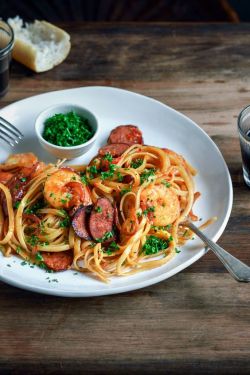 intensefoodcravings:  Chorizo, Prawn &amp; Chilli Pasta | From the Kitchen 