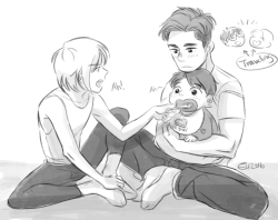 hundredpercentofe:when yuuri and victor travel aboard for their competitions, yurio and otabek would take care of their baby, even during their practice