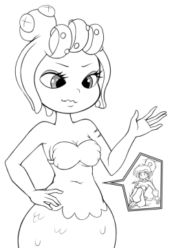 For this month Alexis requested a picture of Cala Maria (from Cuphead) enjoying Shantae inside her belly. 