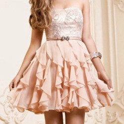 imjustmebitchesx:  A-line Chiffon Ruffles Sweetheart Short Prom Dress, Homecoming Dress, Bridesmaid Dress   ❤ liked on Polyvore (see more sequin dresses)
