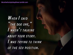 â€œWhen I said â€˜the dog one,â€™ I wasnâ€™t talking about your story. I was trying to think of the sex position.â€