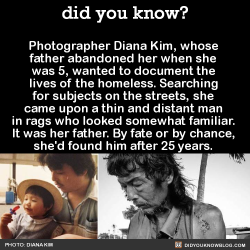 did-you-kno:   He had schizophrenia. He didn’t recognize her. She did everything she could to connect with him, but he refused treatment, medication, food, or new clothing.   Eventually, he said to her: “Diana, I am so sorry for not being in your